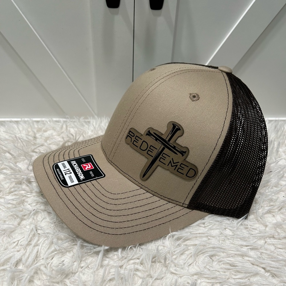 Laser engraved. Redeemed Richardson 112 trucker hat.